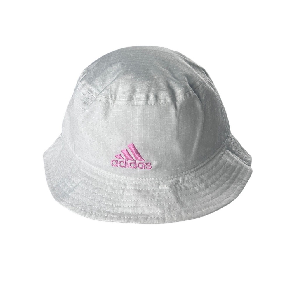 Adidas Essentials Plus Bucket Hat Womens White Bliss Pink Ripstop OSFW NEW